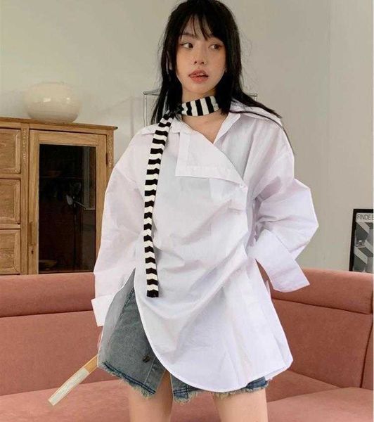 niche design button pleated irregular shirt autumn idle style split long sleeve, White
niche design button pleated irregular shirt autumn idle style split long sleeve, White