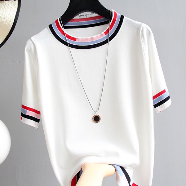 women's t-shirt tee shirt femme knitted t shirt women summer short sleeve tshirt korean style womens clothes camisetas de mujer para v, White
women's t-shirt tee shirt femme knitted t shirt women summer short sleeve tshirt korean style womens clothes camisetas de mujer para v, White