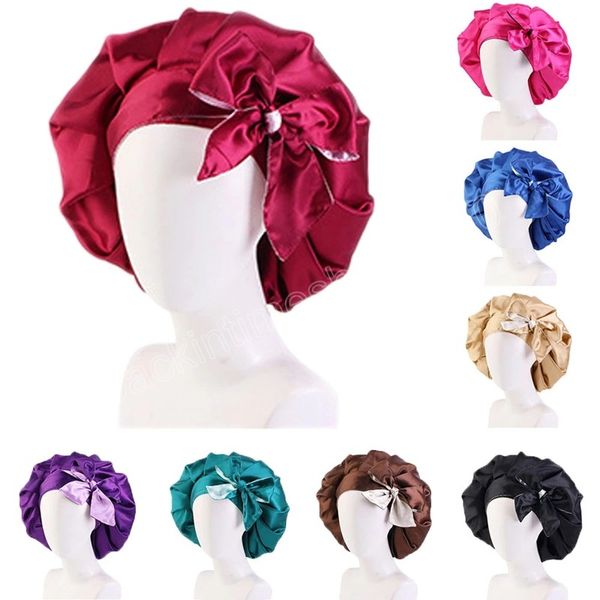 large satin bonnet with wide band stretch ties long hair care women night sleep hat turban head wrap cap cover solid, Yellow
large satin bonnet with wide band stretch ties long hair care women night sleep hat turban head wrap cap cover solid, Yellow