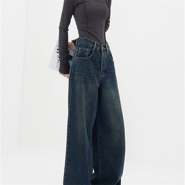 women's jeans high waist retro blue dark straight jeans pants women harajuku fashion casual loose all match wide leg mopping trousers 2
women's jeans high waist retro blue dark straight jeans pants women harajuku fashion casual loose all match wide leg mopping trousers 2