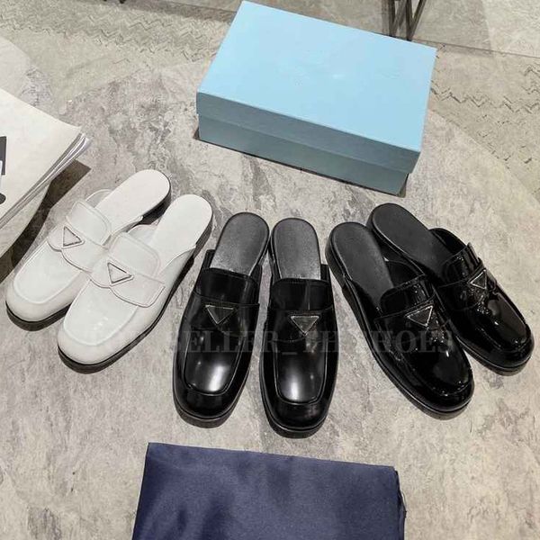 designer brushed leather mules women slippers patent-leather loafers triangle luxury platform scuffs moccasins sandal shoes, Black
designer brushed leather mules women slippers patent-leather loafers triangle luxury platform scuffs moccasins sandal shoes, Black