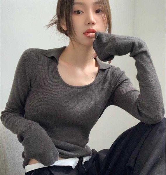 design sense lapel knitwear fall sweaters slim fit slimming threaded long sleeve, White;black
design sense lapel knitwear fall sweaters slim fit slimming threaded long sleeve, White;black