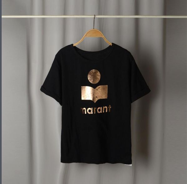 23ss summer isabel marant women's t-shirt new fashion golden letter printing straight tube casual classic black sports women blue beach, White
23ss summer isabel marant women's t-shirt new fashion golden letter printing straight tube casual classic black sports women blue beach, White