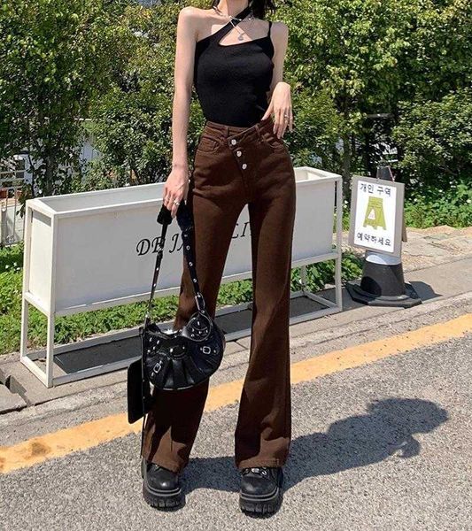 retro girl denim jean trousers for women high waist oblique breasted slim fit, Blue
retro girl denim jean trousers for women high waist oblique breasted slim fit, Blue