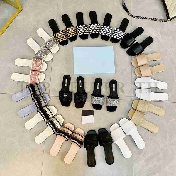 designer slipper embroidered fabric slides soft leather slippers women triangle flats heel sandal with box, Black
designer slipper embroidered fabric slides soft leather slippers women triangle flats heel sandal with box, Black