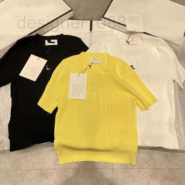 designer 24 spring/summer small fragrance style high set solid color beaded knitted short sleeve sweet spicy pure desire versatile t-shirt f, White
designer 24 spring/summer small fragrance style high set solid color beaded knitted short sleeve sweet spicy pure desire versatile t-shirt f, White