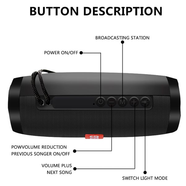 Image of Speaker TG157 LED Flashing Light Portable With Rope Outdoor Loundspeaker 1200 mAh Fabric Waterproof Subwoofer Outdoor Column Sound Box speaker FM R