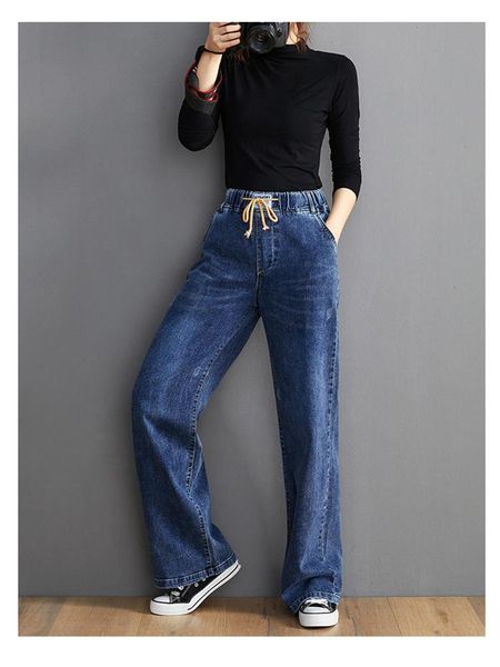 jeans oys 202 elastic high waist women denim pants office lady korean simple casual loose jeans female solid color vintage trousers, Blue
jeans oys 202 elastic high waist women denim pants office lady korean simple casual loose jeans female solid color vintage trousers, Blue