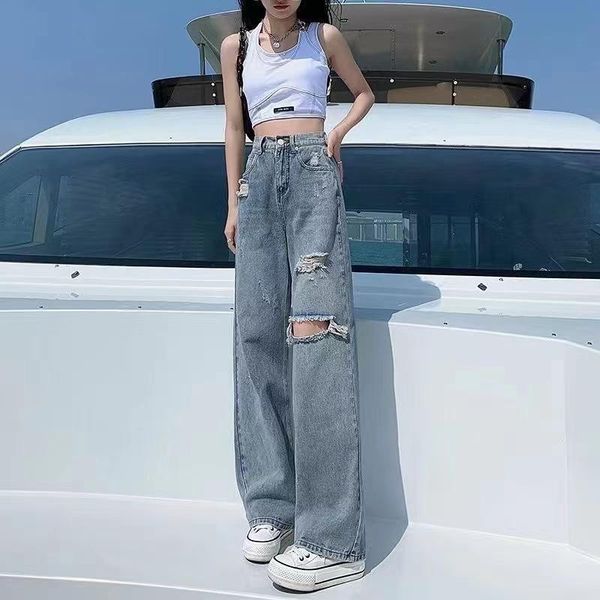 jeans girl retro ripped wide leg jeans woman summer slim straight tube mopping high wais pants y2k streetwear hippie clothes pants, Blue
jeans girl retro ripped wide leg jeans woman summer slim straight tube mopping high wais pants y2k streetwear hippie clothes pants, Blue
