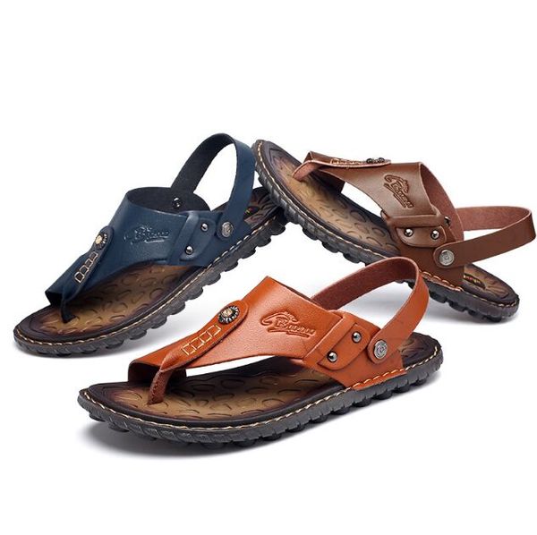 men's leather sandals summer quality beach slippers casual shoes flat bottomed outdoor beach shoes large size 46, Black
men's leather sandals summer quality beach slippers casual shoes flat bottomed outdoor beach shoes large size 46, Black