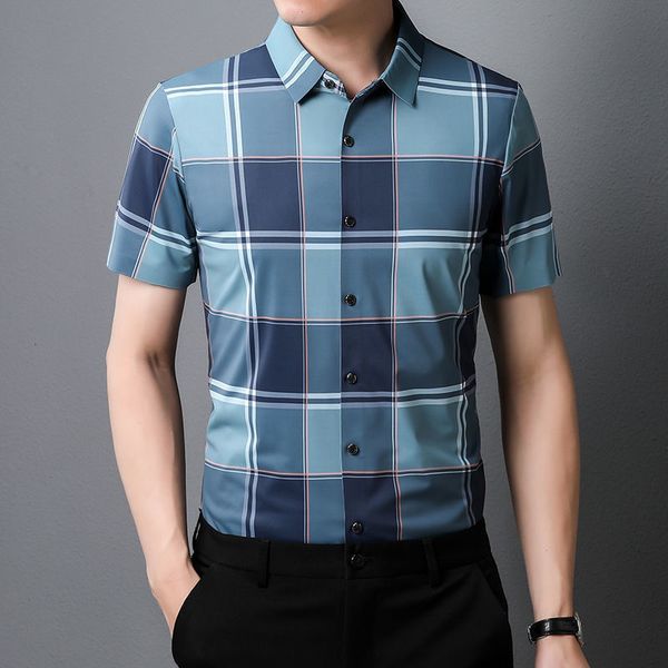 men's casual shirts fashion men summer short sleeve plaid shirt korean streetwear male clothes lapel basic business casual loose quick-, White;black
men's casual shirts fashion men summer short sleeve plaid shirt korean streetwear male clothes lapel basic business casual loose quick-, White;black