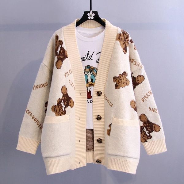 sweaters bear letter sweater jacket women's loose thicken 2022 new korean lazy knit cardigan, White;black
sweaters bear letter sweater jacket women's loose thicken 2022 new korean lazy knit cardigan, White;black