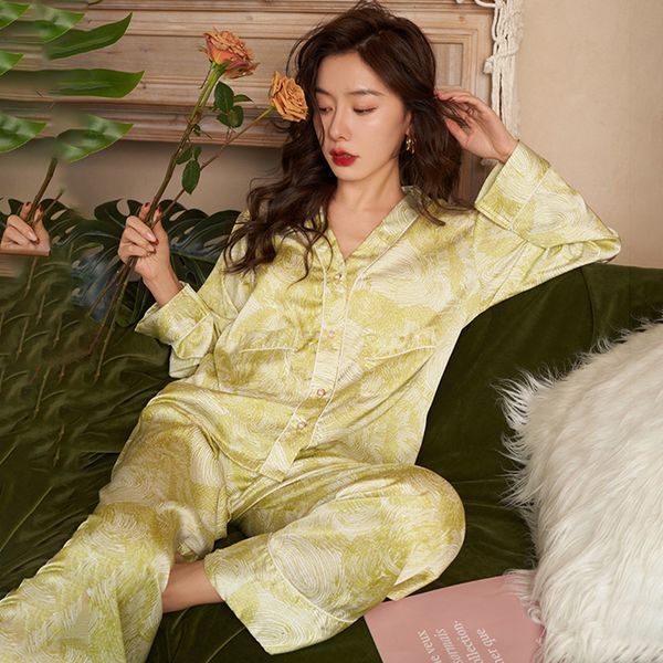womens sleepwear lisacmvpnel autumn pajamas ice silk long sleeve thin suit court style cardigan loose casual pyjamas 230414, Black;red
womens sleepwear lisacmvpnel autumn pajamas ice silk long sleeve thin suit court style cardigan loose casual pyjamas 230414, Black;red