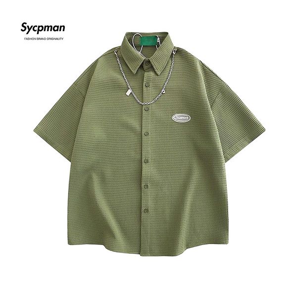 men's casual shirts oversized fashion brand american waffle design men's shirts short women's coupl casual shirt for summer 2, White;black
men's casual shirts oversized fashion brand american waffle design men's shirts short women's coupl casual shirt for summer 2, White;black