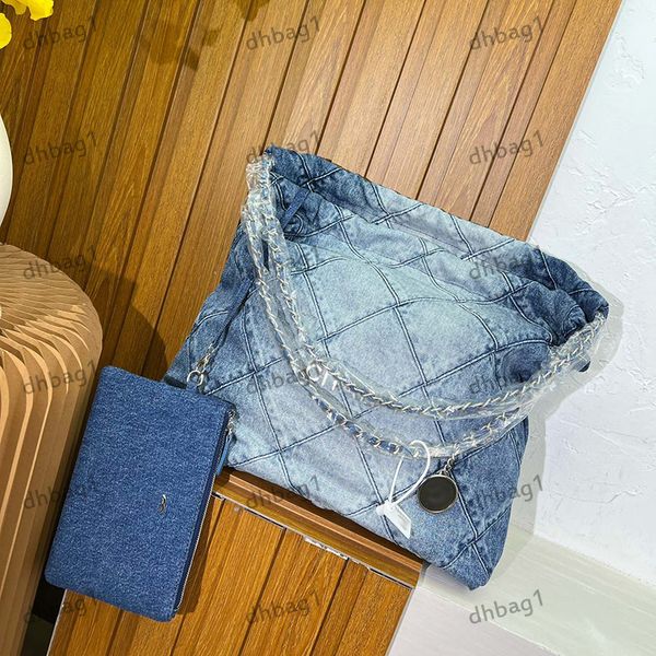designer womens shoulder bag denim bag large capacity 22 types of shopping bags corrugated seam silver hardware metal chain coin pendant bra
designer womens shoulder bag denim bag large capacity 22 types of shopping bags corrugated seam silver hardware metal chain coin pendant bra
