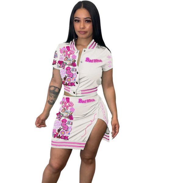 2023 designer tracksuits womens button threaded printing personalized two piece dress set skirts suit, Gray
2023 designer tracksuits womens button threaded printing personalized two piece dress set skirts suit, Gray