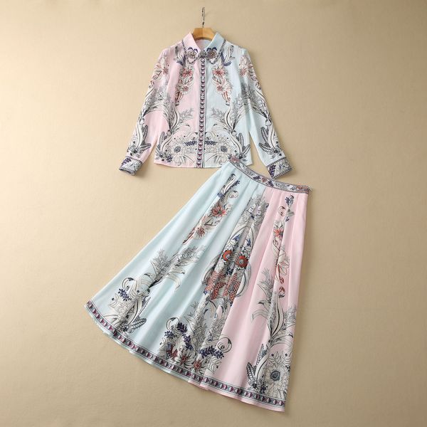 two piece dress european and american women's clothes 2023 spring new long-sleeved printed shirt with beaded lapel pleated skirt fashio, White
two piece dress european and american women's clothes 2023 spring new long-sleeved printed shirt with beaded lapel pleated skirt fashio, White