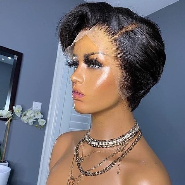 12 colors straight pixie cut human hair 13x4 lace frontal wigs glueless short bob wig pre plucked with natural hairline, Black;brown
12 colors straight pixie cut human hair 13x4 lace frontal wigs glueless short bob wig pre plucked with natural hairline, Black;brown