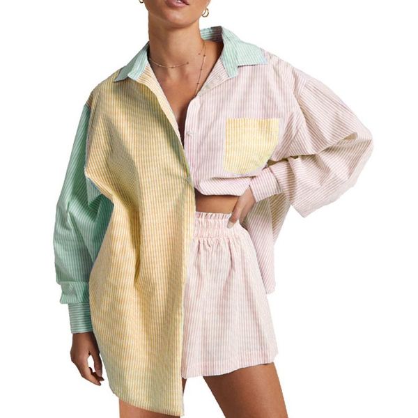dress new women tracksuits long sleeve shirt with mini shorts striped two pieces sets ladies outfits blouses fashion clothes, White
dress new women tracksuits long sleeve shirt with mini shorts striped two pieces sets ladies outfits blouses fashion clothes, White