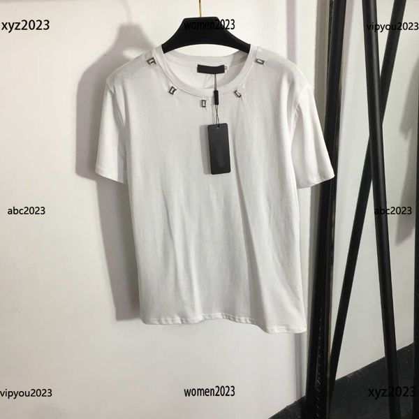 luxury letter metal decoration t shirt for women clothing letter print o-neck short-sleeve t-shirt summer crop size s-l ing, White
luxury letter metal decoration t shirt for women clothing letter print o-neck short-sleeve t-shirt summer crop size s-l ing, White