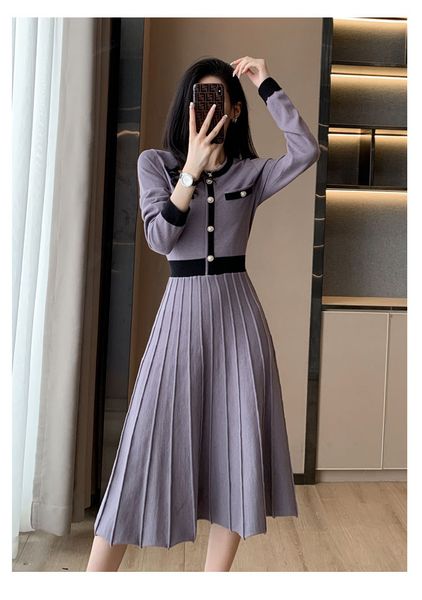 casual dresses elegant autumn pleated midi dress new fashion women o neck long sleeve knitted hit color pearl button sweater dress 2023, Black;gray
casual dresses elegant autumn pleated midi dress new fashion women o neck long sleeve knitted hit color pearl button sweater dress 2023, Black;gray