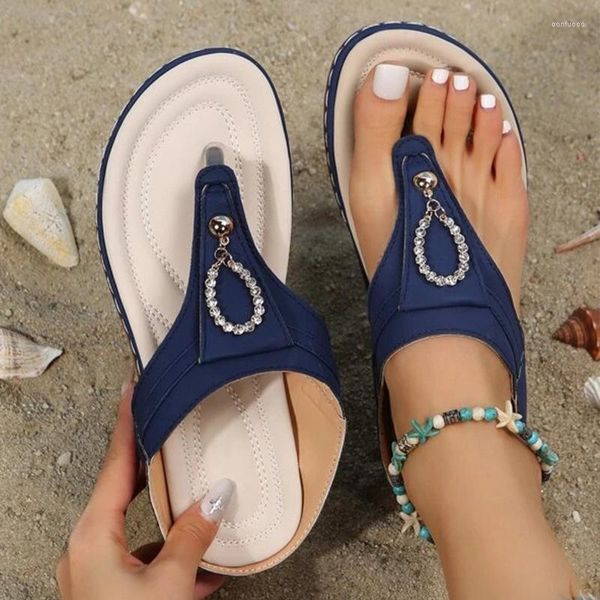 slippers vacation outdoors blue thong sandals women rhinestone decor artificial leather toe post flat slides ladies shoes, Black
slippers vacation outdoors blue thong sandals women rhinestone decor artificial leather toe post flat slides ladies shoes, Black