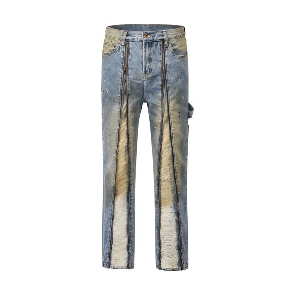 washed vintage men's jeans pants straight painted baggy denim trousers front zipper hole distressed, Black;brown
washed vintage men's jeans pants straight painted baggy denim trousers front zipper hole distressed, Black;brown