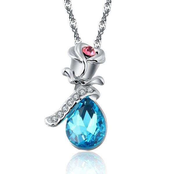 women jewelry water droplets pendant necklace inlaid superior rhinestone crystal twinkle non fading valentine's gift plating white k ro, Silver
women jewelry water droplets pendant necklace inlaid superior rhinestone crystal twinkle non fading valentine's gift plating white k ro, Silver