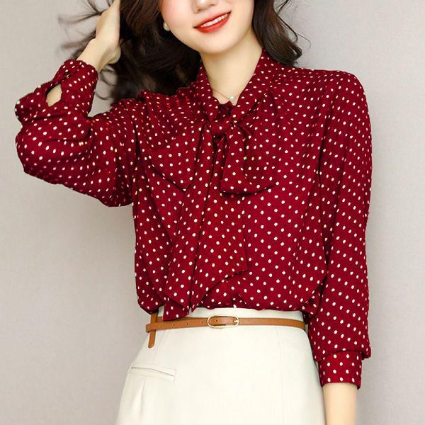 shirts korean women wave point chiffon shirt bow collar lace blouses long sleeve single breasted spring trendy ol work wear clothes, White
shirts korean women wave point chiffon shirt bow collar lace blouses long sleeve single breasted spring trendy ol work wear clothes, White