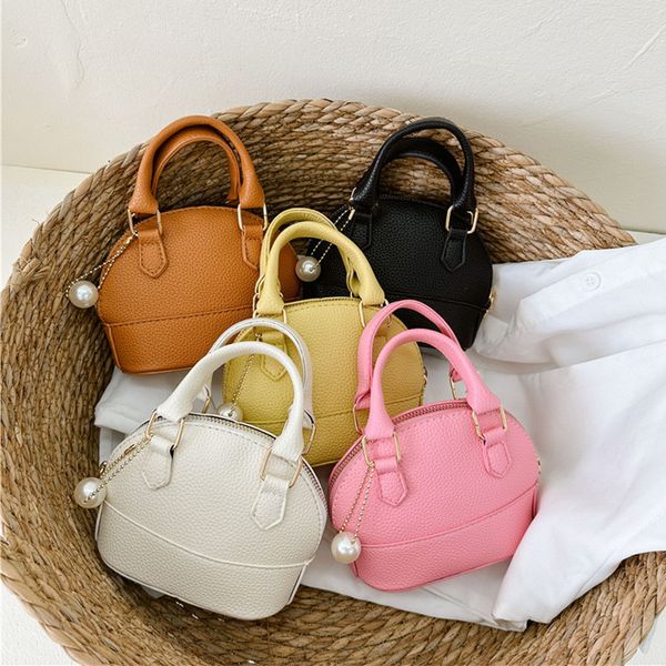 children shell handbags girls pearls pendant one-shoulder bag kids candy color pu leather crossbody bag fashion mini purse z1553, Black
children shell handbags girls pearls pendant one-shoulder bag kids candy color pu leather crossbody bag fashion mini purse z1553, Black