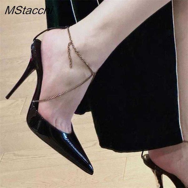 sandals thin chain pumps shoes women's high heeled black pointed toe heel bright leather female stiletto 230406
sandals thin chain pumps shoes women's high heeled black pointed toe heel bright leather female stiletto 230406