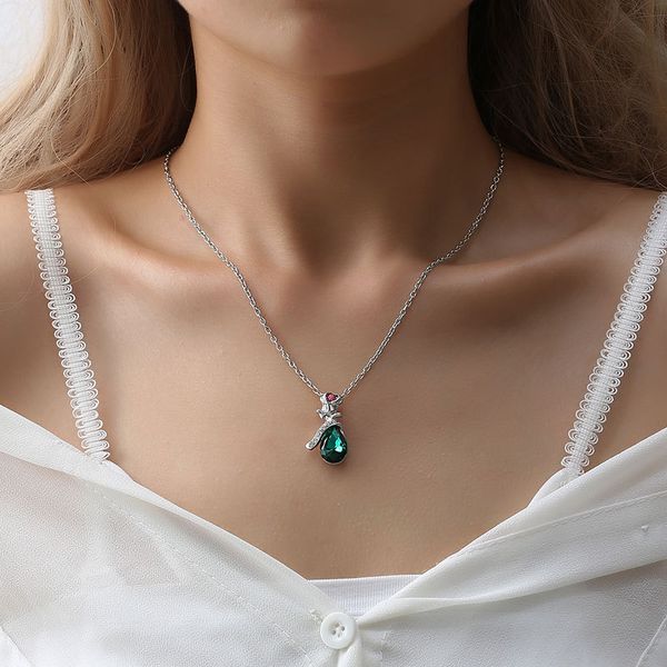 women jewelry pendant necklace inlaid superior rhinestone crystal twinkle non fading valentine's gift plating white k elegant elling ro, Silver
women jewelry pendant necklace inlaid superior rhinestone crystal twinkle non fading valentine's gift plating white k elegant elling ro, Silver