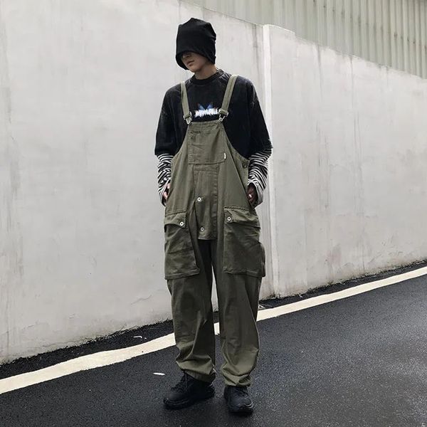 men's pants men denim overalls loose baggy street hip hop japanese style multipocket streetwear work trousers cargo jumpsuit 230414, Black
men's pants men denim overalls loose baggy street hip hop japanese style multipocket streetwear work trousers cargo jumpsuit 230414, Black