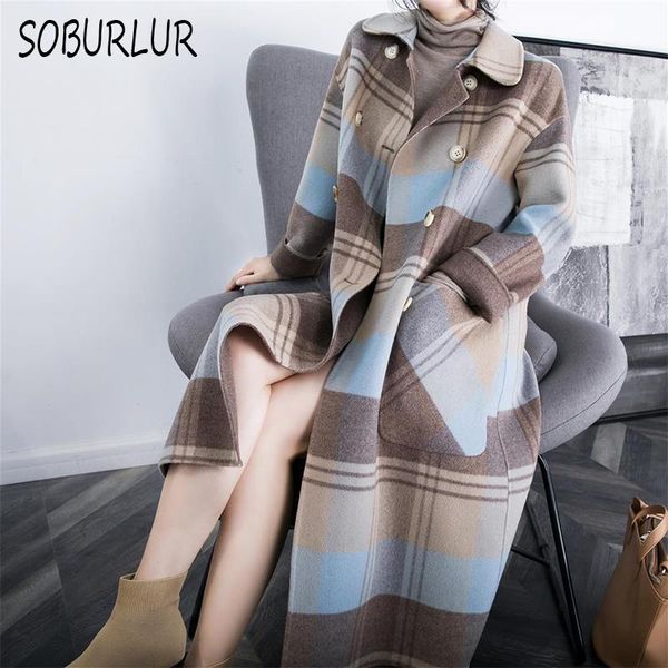 fur plaid woolen coat women's korean midlength jacket 2021 winter new overtheknee double breasted large pockets loose thick coat, Black
fur plaid woolen coat women's korean midlength jacket 2021 winter new overtheknee double breasted large pockets loose thick coat, Black