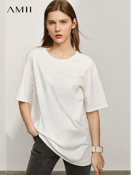 women's t-shirt amii minimalism summer women's t-shirt fashion letter embroidery o-neck loose female tees causal women's tshi, White
women's t-shirt amii minimalism summer women's t-shirt fashion letter embroidery o-neck loose female tees causal women's tshi, White