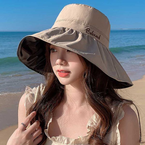 wide brim hats summer women bucket hat letter embroidery 11cm large brim sun hat outdoor travel solid color vinyl uv protection panama caps, Blue;gray
wide brim hats summer women bucket hat letter embroidery 11cm large brim sun hat outdoor travel solid color vinyl uv protection panama caps, Blue;gray