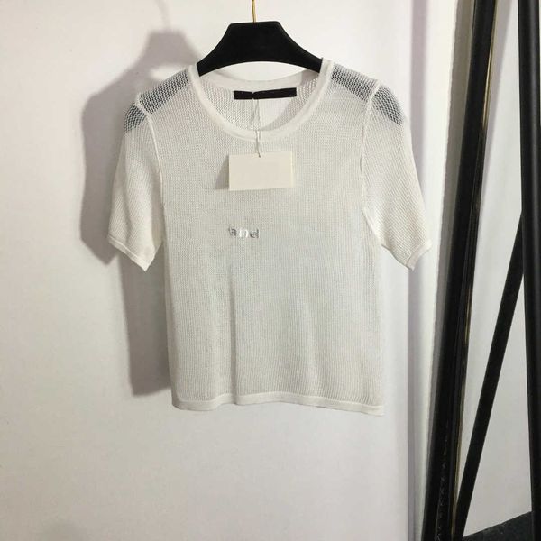 23ss designer womens knits womens designer clothing embroidered monogram hollowed out perspective short sleeve knit sports t-shirt womens c, White
23ss designer womens knits womens designer clothing embroidered monogram hollowed out perspective short sleeve knit sports t-shirt womens c, White