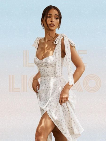 dresses floral print knot straps split thigh cami dress summer white sleeveless vneck backless beach dress women slip dress robe femme, Black;gray
dresses floral print knot straps split thigh cami dress summer white sleeveless vneck backless beach dress women slip dress robe femme, Black;gray