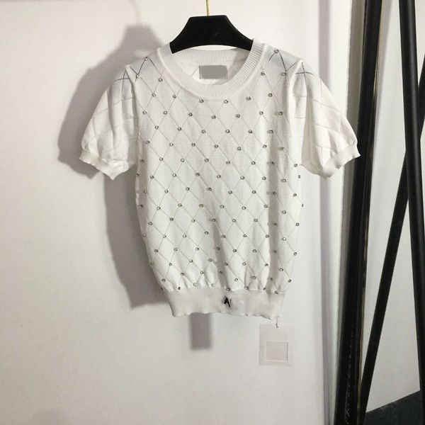 23ss womens knits designer womens designer clothing embroidered alphabet nail drill diamond plaid short-sleeved sweater womens clothes, White
23ss womens knits designer womens designer clothing embroidered alphabet nail drill diamond plaid short-sleeved sweater womens clothes, White
