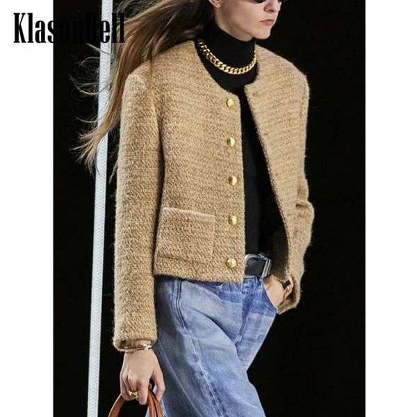 fur 9.9 klasonbell runway temperament wool tweed metal button short jacket coat women, Black
fur 9.9 klasonbell runway temperament wool tweed metal button short jacket coat women, Black
