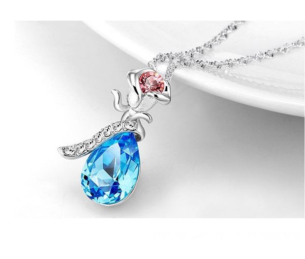 women jewelry water droplets pendant necklace inlaid superior rhinestone crystal twinkle non fading valentine's gift plating white k el, Silver
women jewelry water droplets pendant necklace inlaid superior rhinestone crystal twinkle non fading valentine's gift plating white k el, Silver