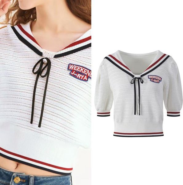 406 2023 spring brand same style sweater short sleeve white lapel neck pullover fashion womens clothes womens yl, White;black
406 2023 spring brand same style sweater short sleeve white lapel neck pullover fashion womens clothes womens yl, White;black