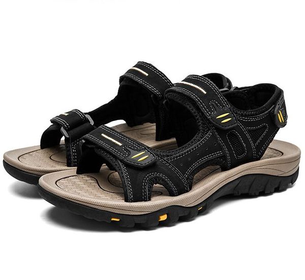 men's leather sandals classic summer men slippers soft original sandals real leather slippers men roman outdoor leather slides, Black
men's leather sandals classic summer men slippers soft original sandals real leather slippers men roman outdoor leather slides, Black
