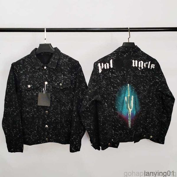 high version palm designer denim jacket splashed ink wash short cardigan coat men women fashion denims coats, White;black
high version palm designer denim jacket splashed ink wash short cardigan coat men women fashion denims coats, White;black