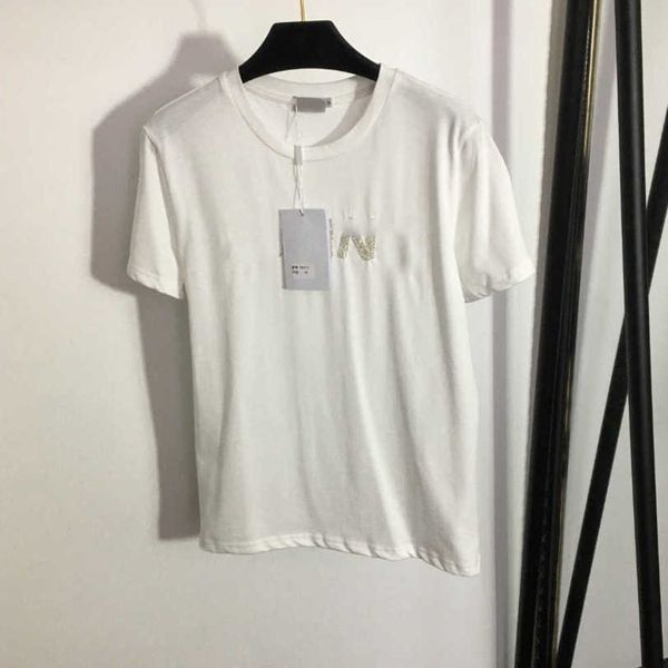 23ss womens t-shirt tee womens designer clothing round neck pure cotton beaded nail drill monogram short sleeve t-shirt womens clothes a1, White
23ss womens t-shirt tee womens designer clothing round neck pure cotton beaded nail drill monogram short sleeve t-shirt womens clothes a1, White