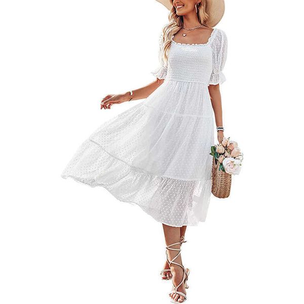 fashion women's casual dresses summer square neck puff sleeve boho midi dress swiss dot ruffle flowy tie back dress, Black;gray
fashion women's casual dresses summer square neck puff sleeve boho midi dress swiss dot ruffle flowy tie back dress, Black;gray