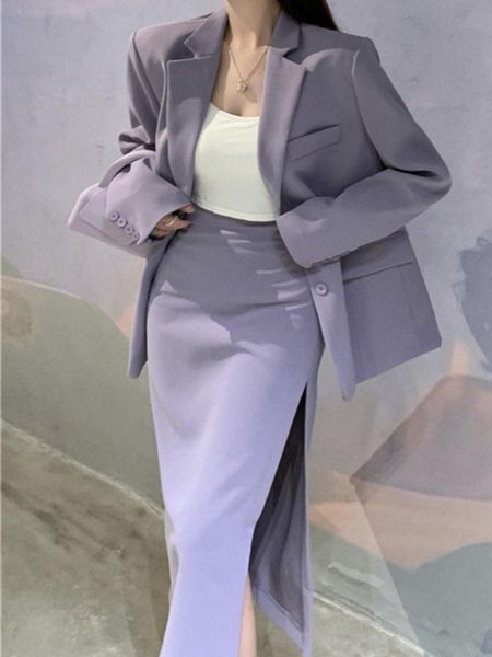 pants quality office ladies' suits with skirt twopiece setup autumn women purple with belt blazer chic highwaist split skirt outfit, White
pants quality office ladies' suits with skirt twopiece setup autumn women purple with belt blazer chic highwaist split skirt outfit, White