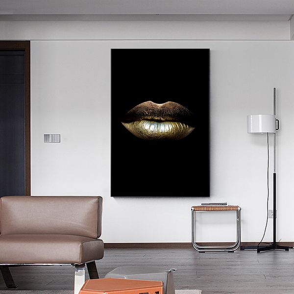 woman black gold lips fashion poster and prints light luxury style home decor canvas painting living room wall art
woman black gold lips fashion poster and prints light luxury style home decor canvas painting living room wall art
