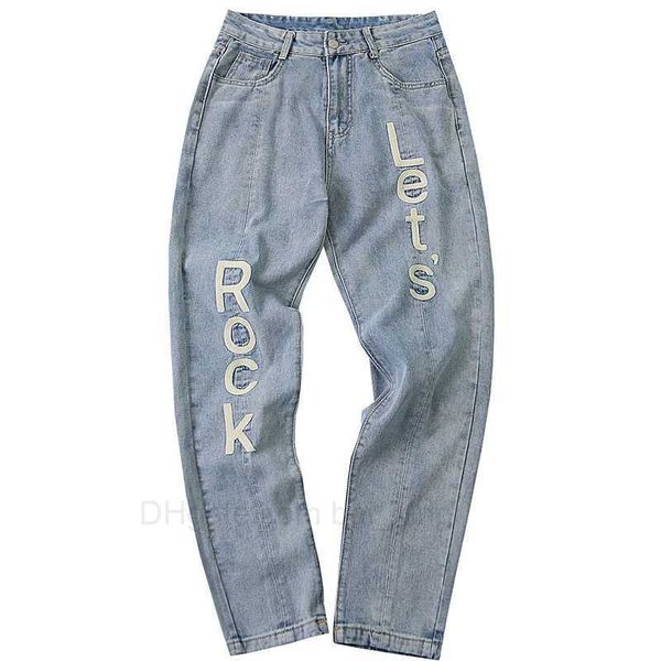 mens lets rock jeans letter embroidered light blue straight denim pants retro street style homme jeans
mens lets rock jeans letter embroidered light blue straight denim pants retro street style homme jeans