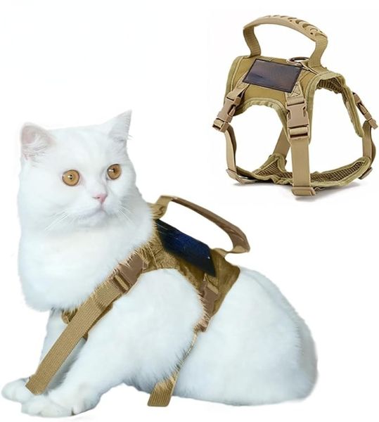 

Tactical Cat Harness for Walking Escape Proof with Control Handle,No-Pull Adjustable Walk-in Vest Harness for Small Dogs and Cats Outdoor Vests